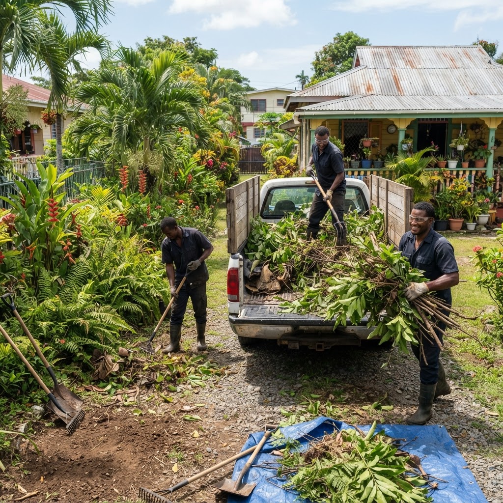 Professional cleaning yard waste removal.