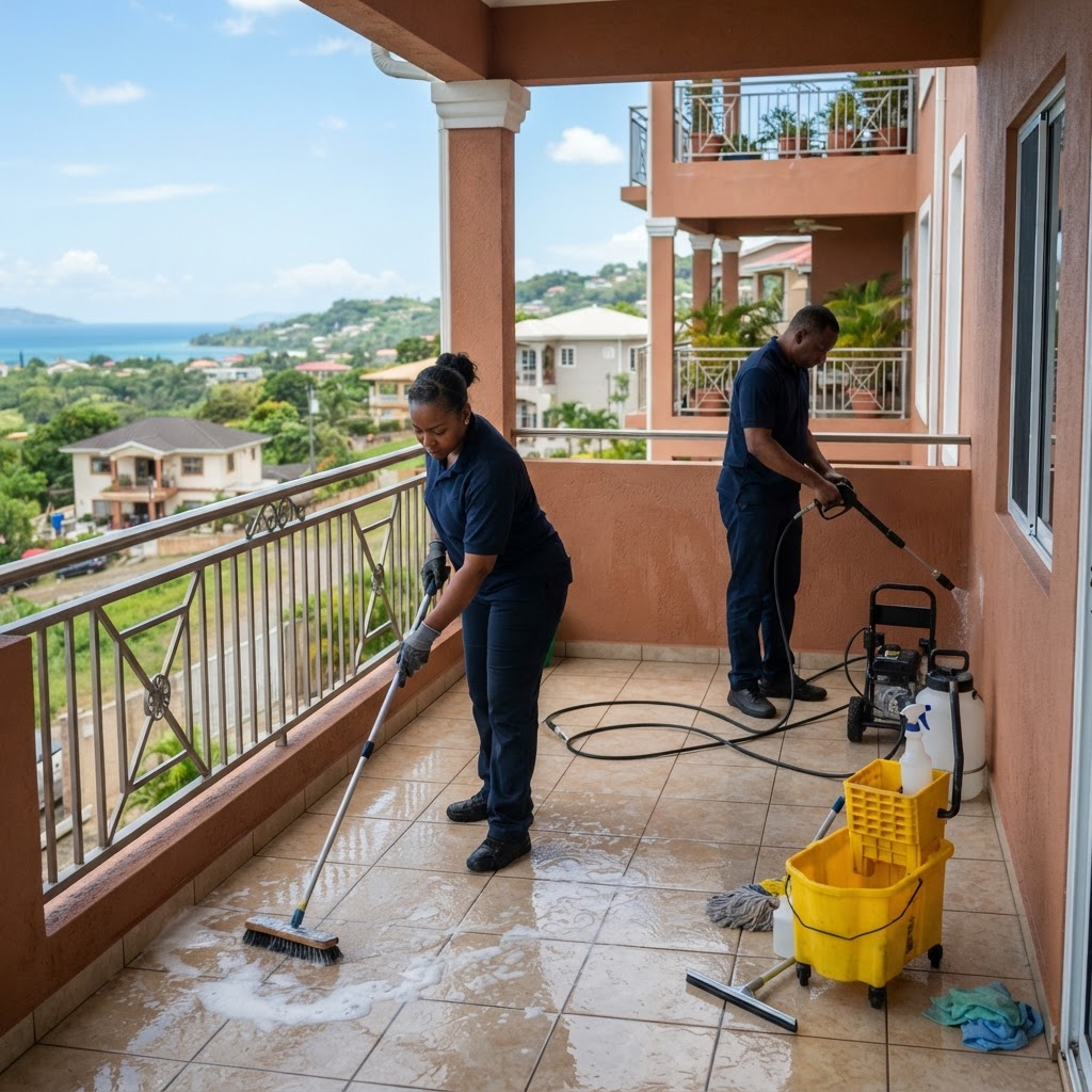 Professional cleaning balcony cleaning.