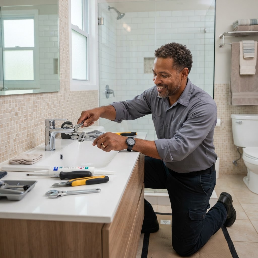 Professional repairing bathroom refresh and minor upgrades.