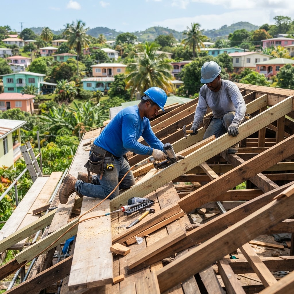 Professional repairing roof framing repairs.