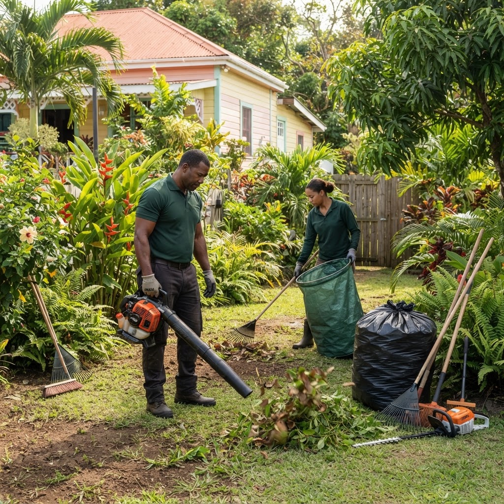 Professional cleaning garden cleanup.