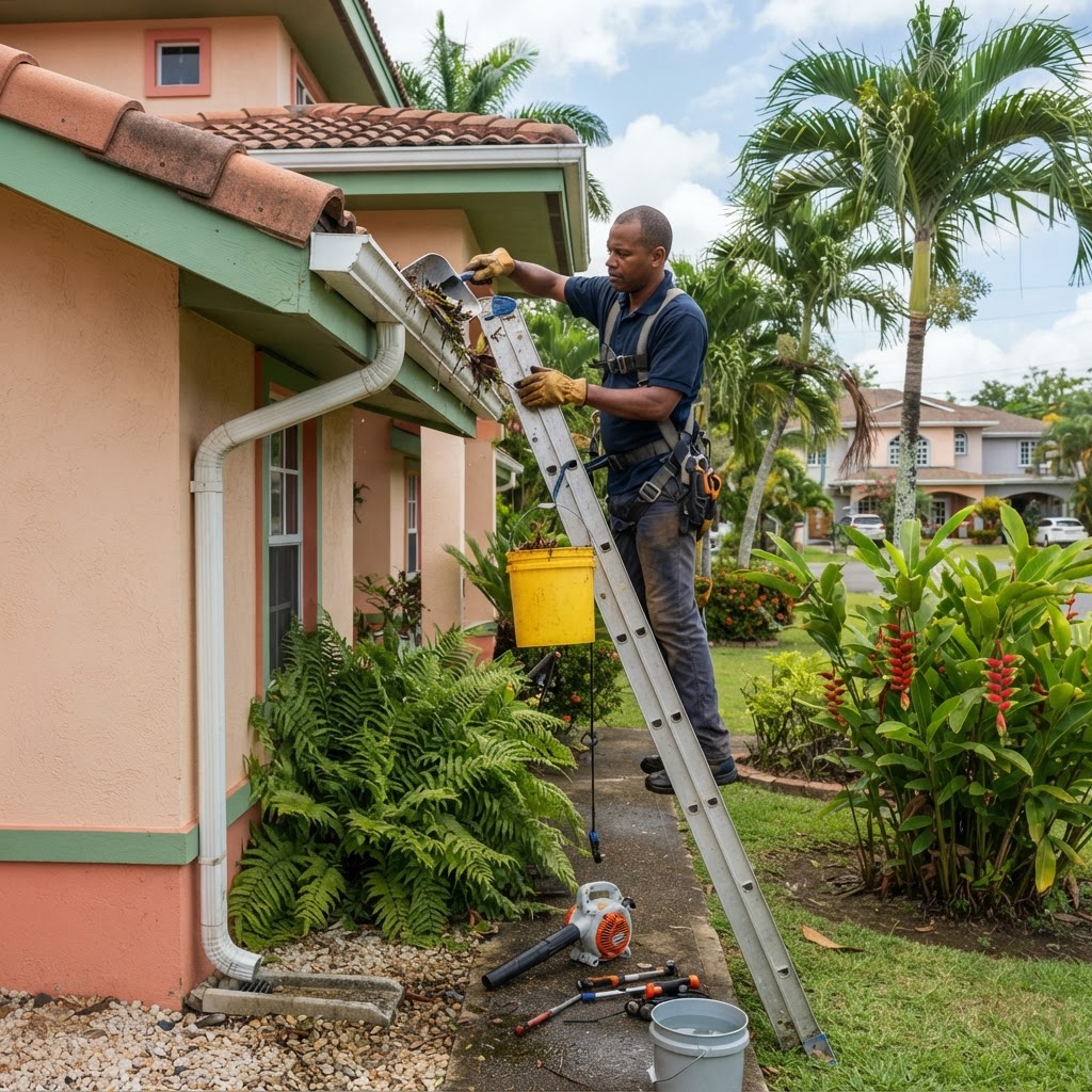 Professional servicing rainwater drainage system maintenance.