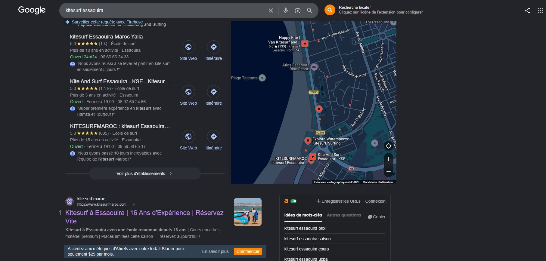 Top 1 sur Google — "kitesurf essaouira"