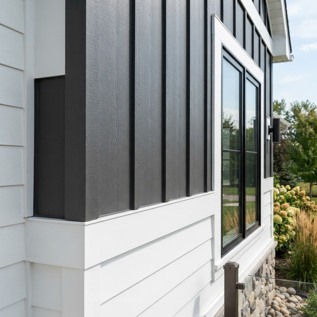 Premium board and batten fiber cement siding installation