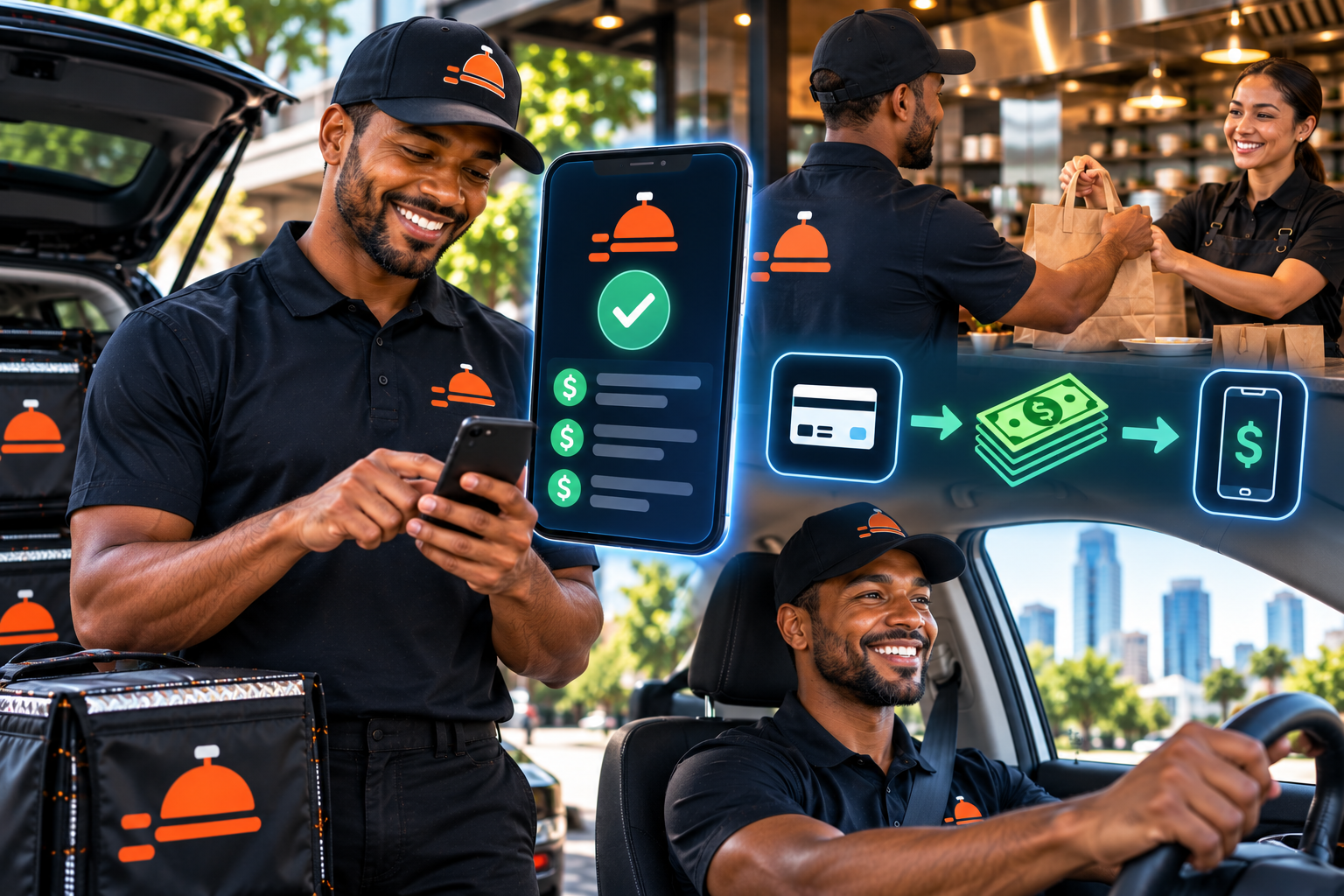 FoodRunz DriverPay™ — driver compensation workflow with transaction tracking and payment flow