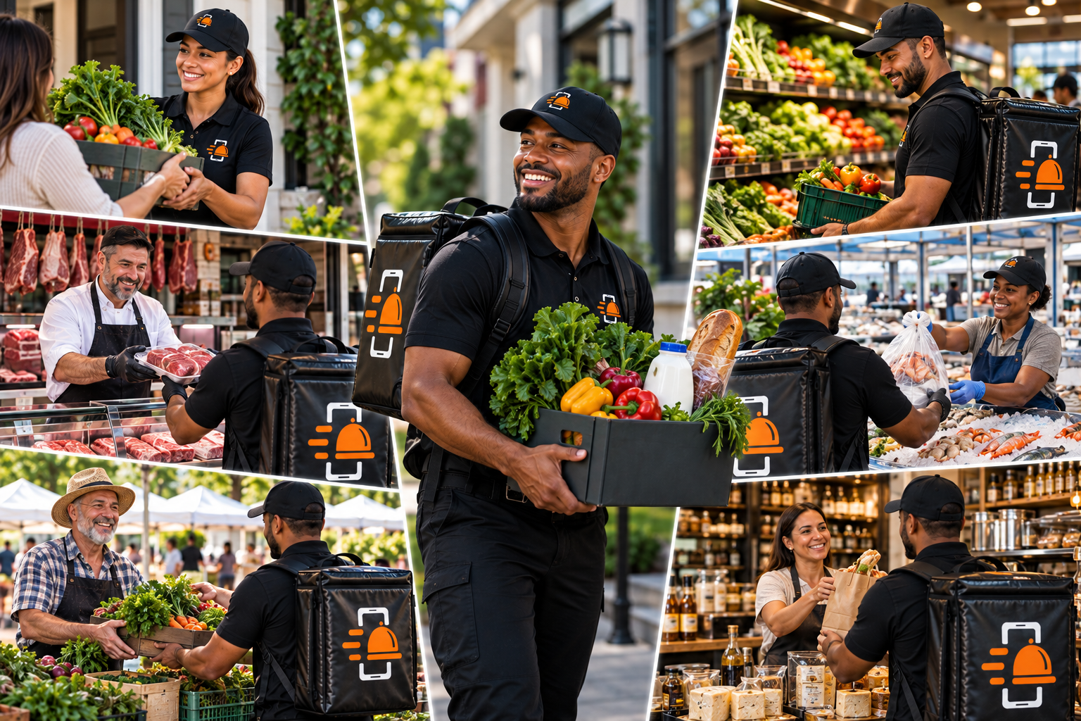 FoodRunz grocery and farmers market delivery collage