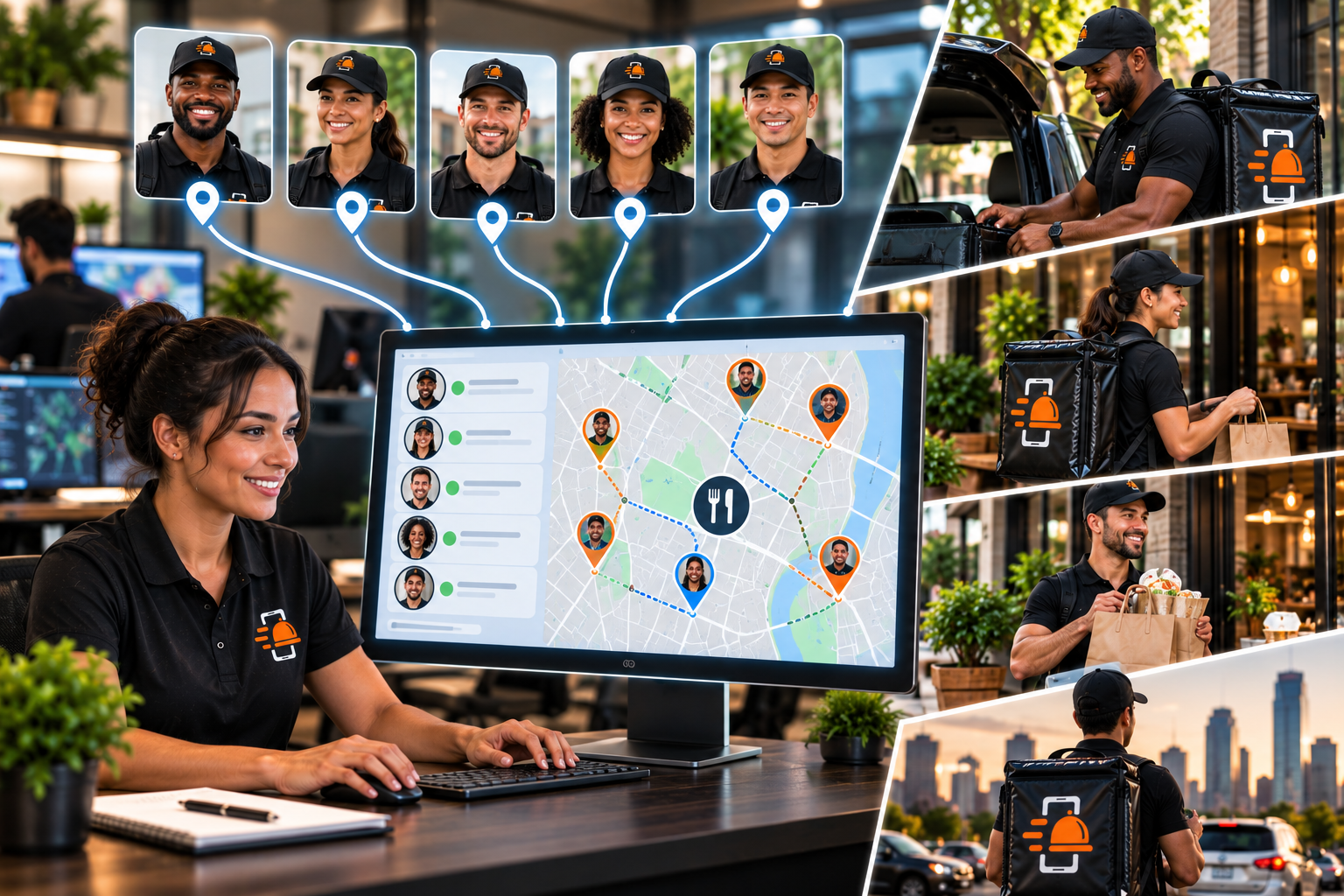 FoodRunz dispatch center matching drivers to delivery assignments