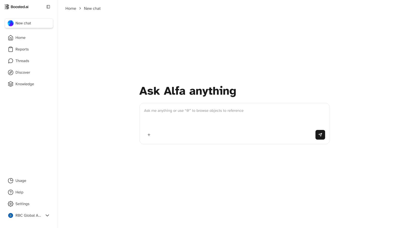 Ask Alfa new chat screen