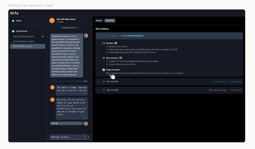 Execution state — full plan visible with current step highlighted