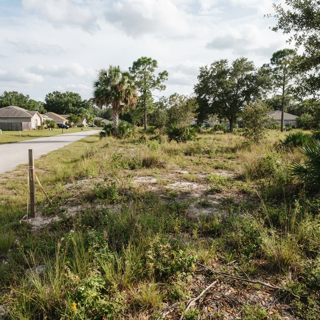 Florida vacant lot ready for eco-friendly native plant transformation