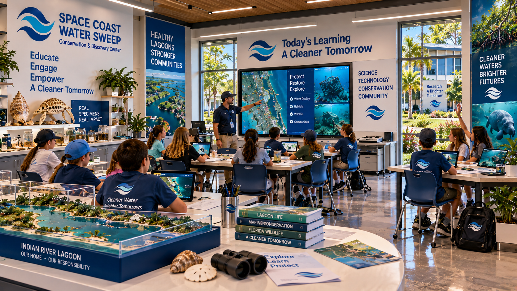 Conceptual rendering of the Education & Community classroom at the Space Coast Water Sweep Conservation & Discovery Center