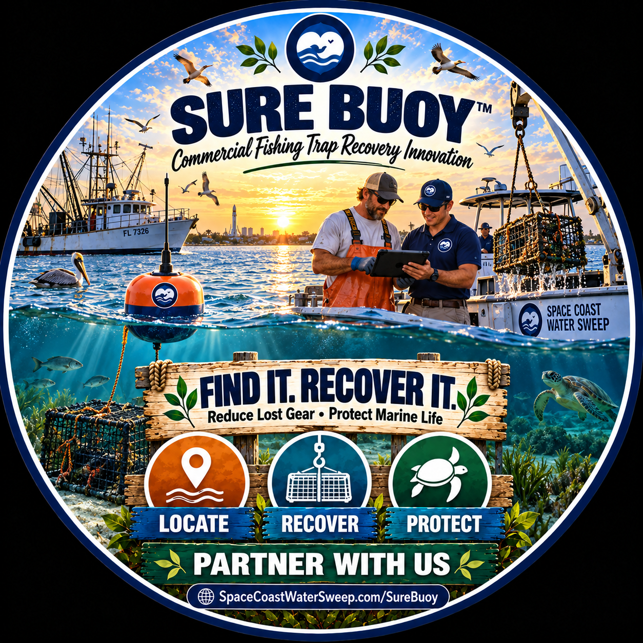 Sure Buoy™ — Commercial Fishing Trap Recovery Innovation: Find It. Recover It. Reduce Lost Gear • Protect Marine Life