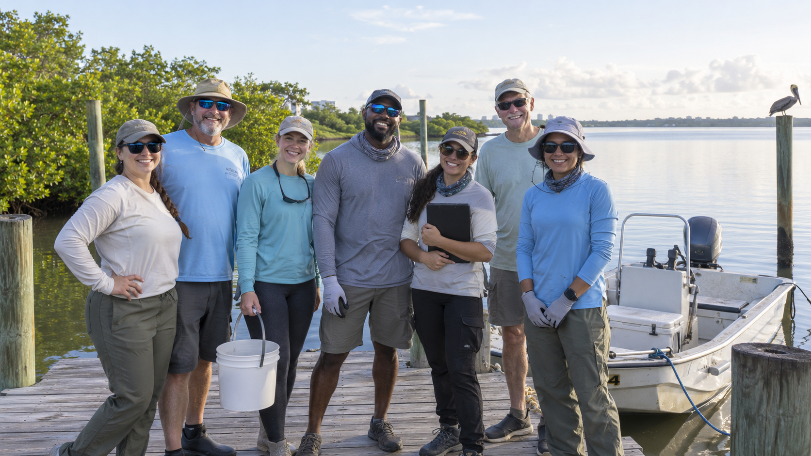 Project Lagoon supporters and volunteers at the dock