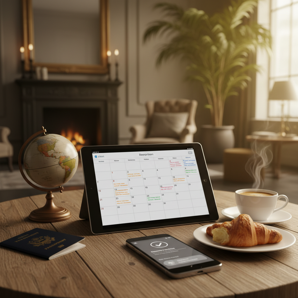 Composición visual de reservas, mensajes y canales digitales para hostelería y turismo