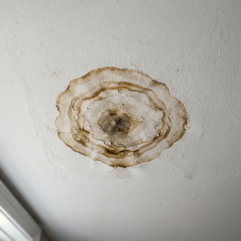 Brown water stain ring on a ceiling