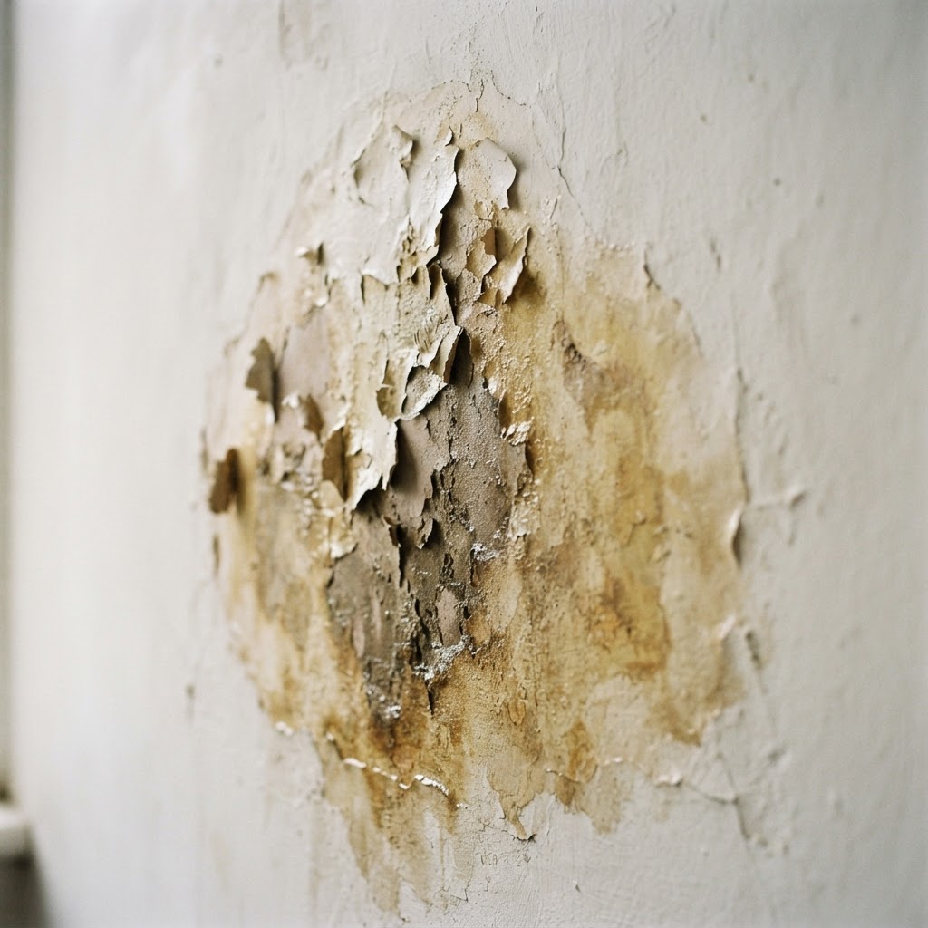 Damp discoloured patch on an internal wall