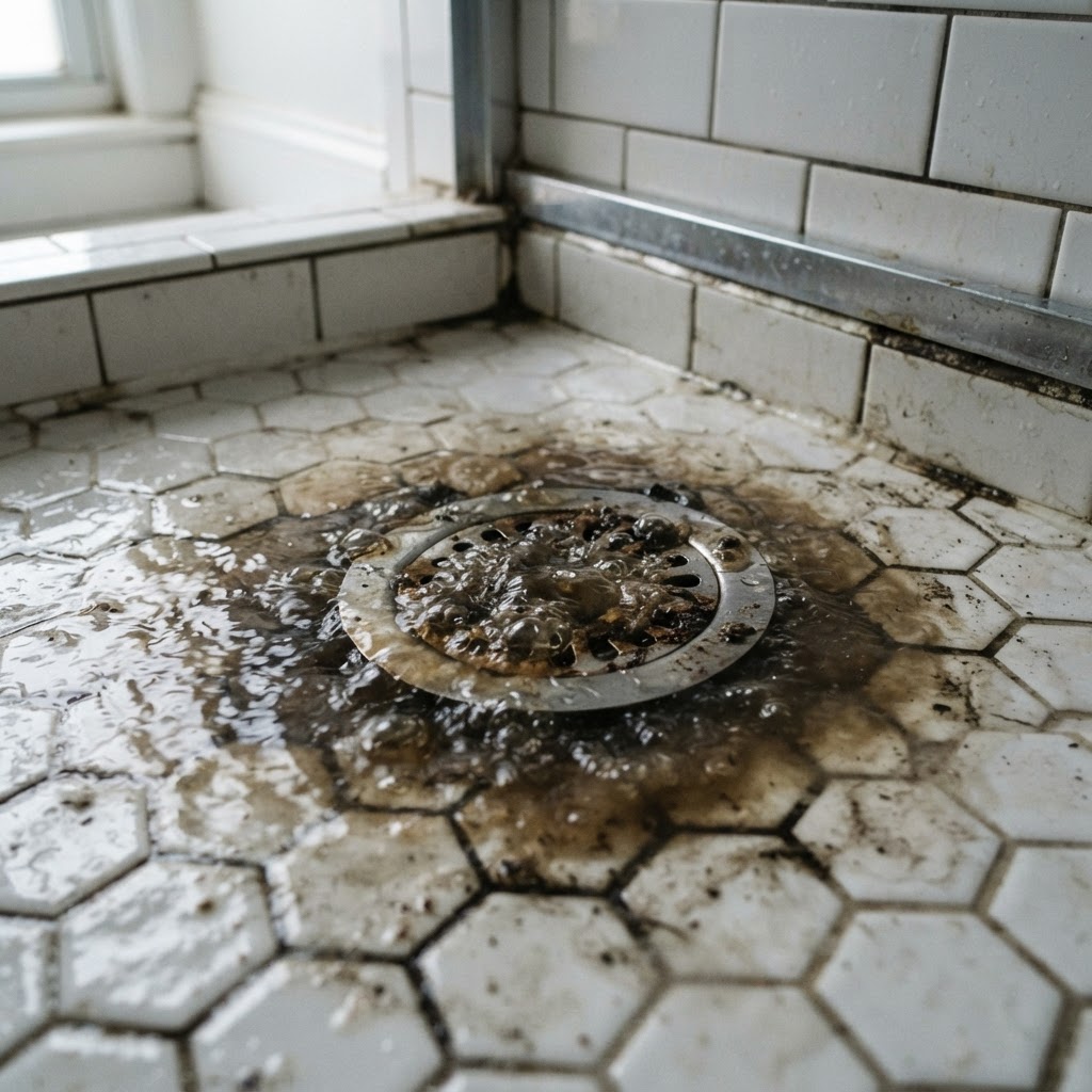 Sewage water backing up into a shower drain