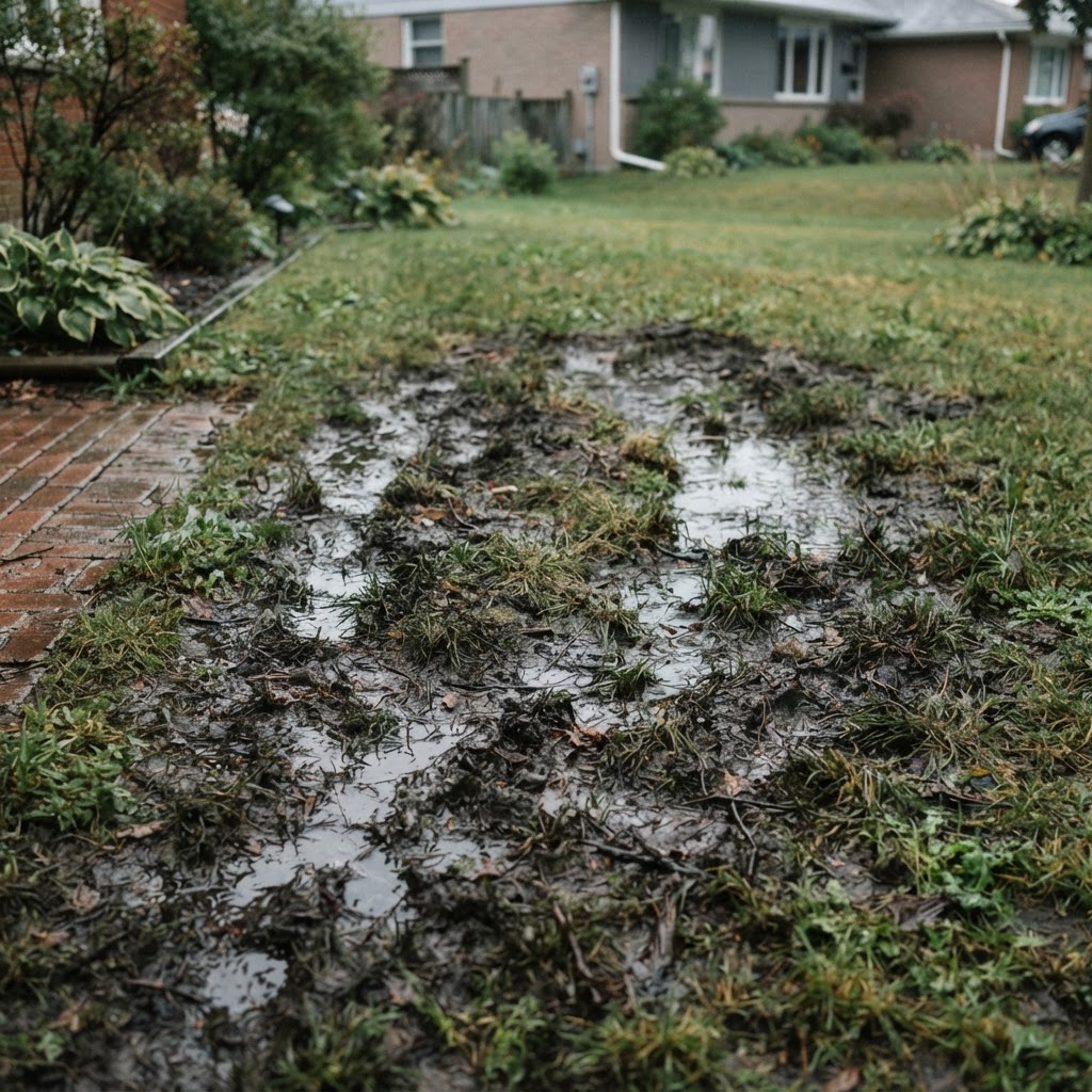 Constantly wet soggy patch of lawn