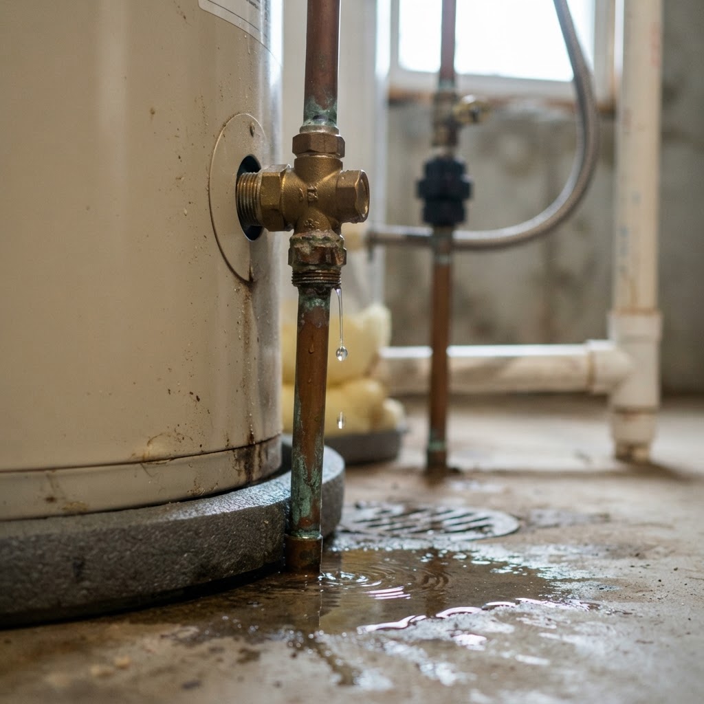 Water leaking from a hot water tank valve