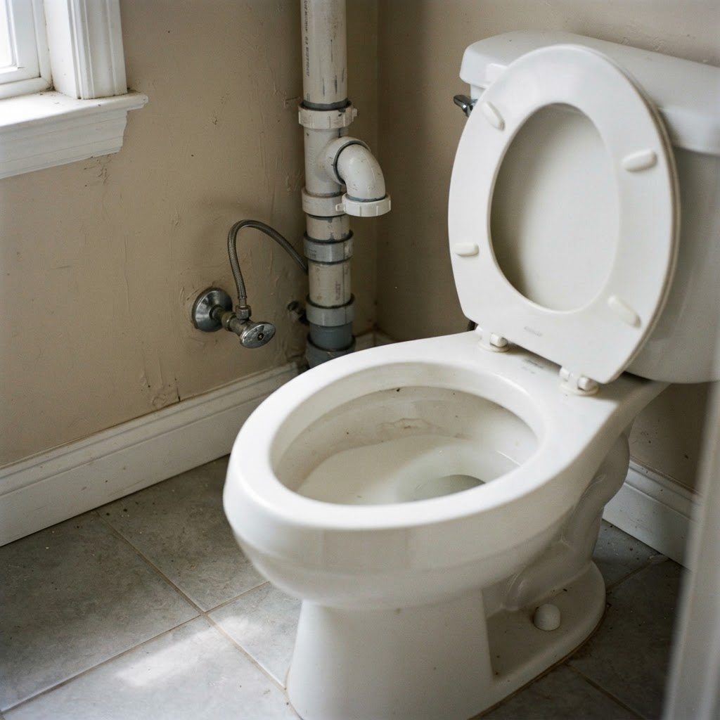 Toilet with irregular water level and sewer pipe