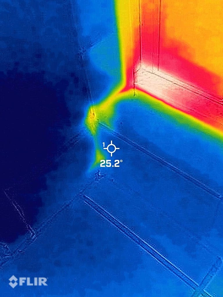 Thermal imaging detecting heat loss from water leak using FLIR camera — Brisbane Northside