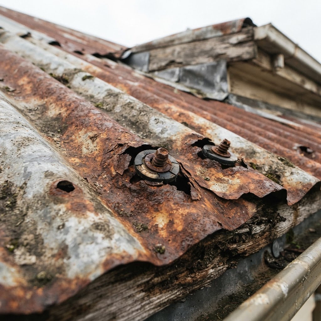 Rusty corroded metal roof sheet