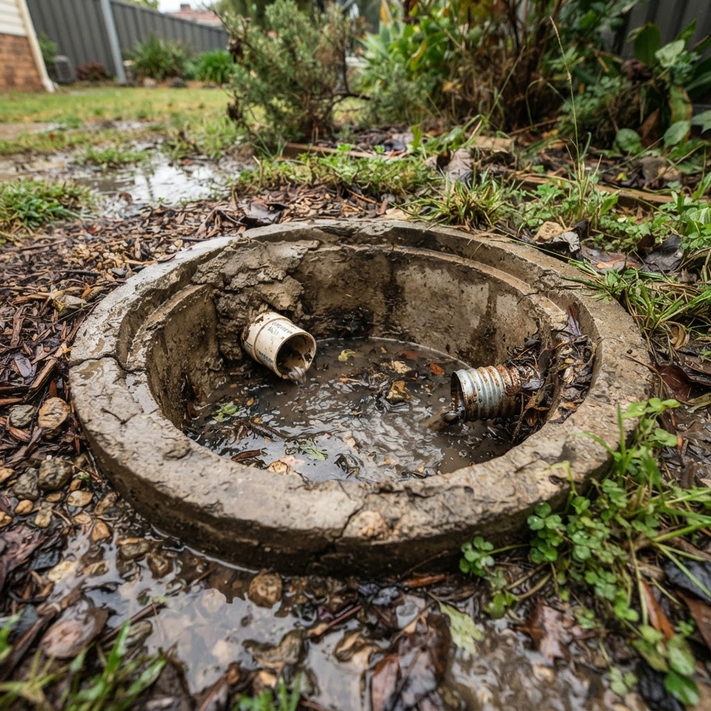Small undersized stormwater pit with inadequate capacity