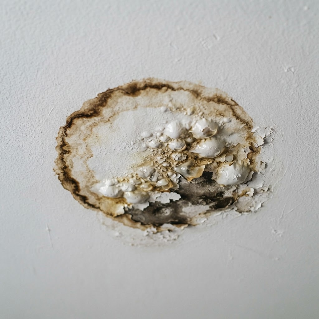 Brown water stain ring on a ceiling
