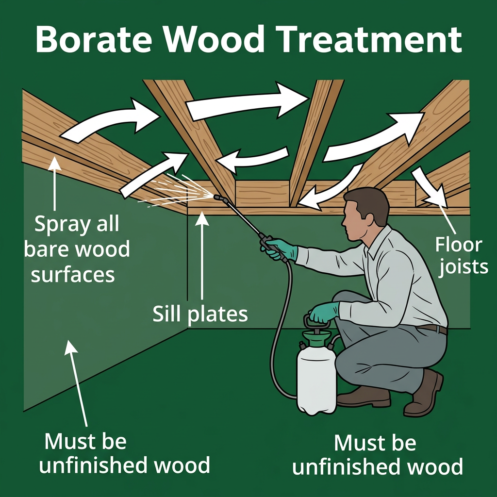 Borate crawlspace treatment diagram