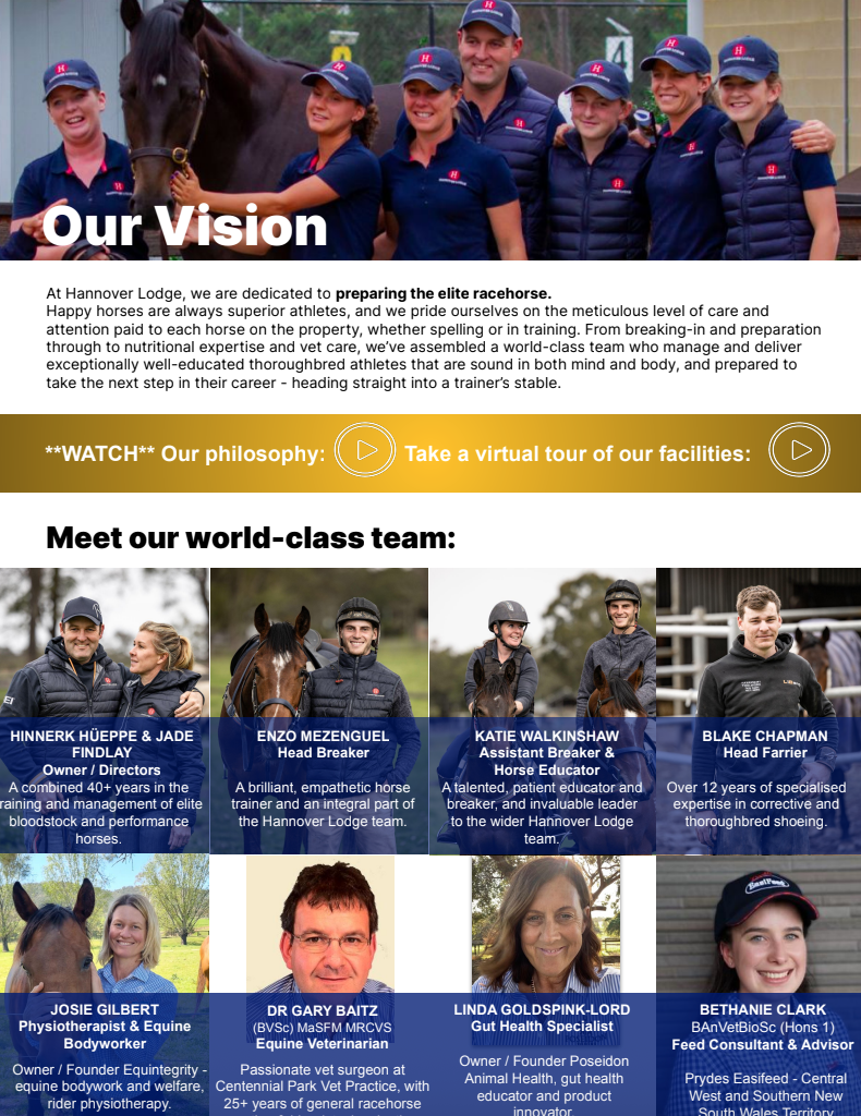 Hannover Lodge — Our Vision and team page