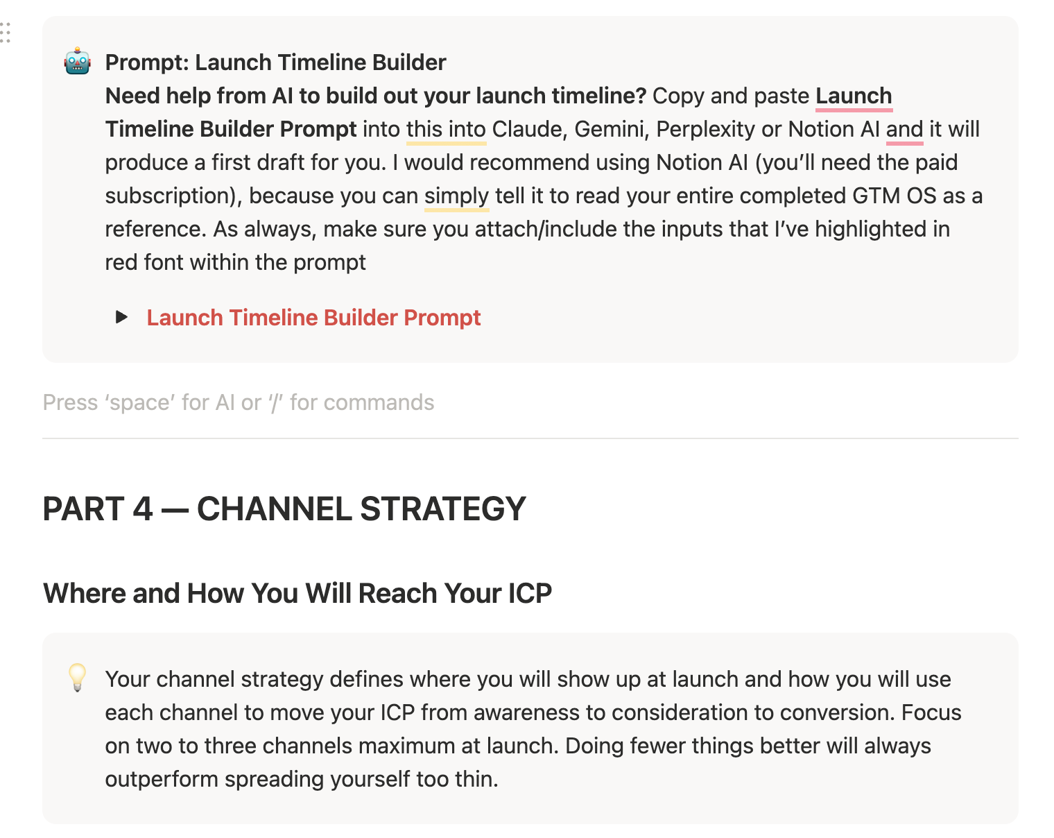 Launch Planning & Pricing Strategy Notion screenshot