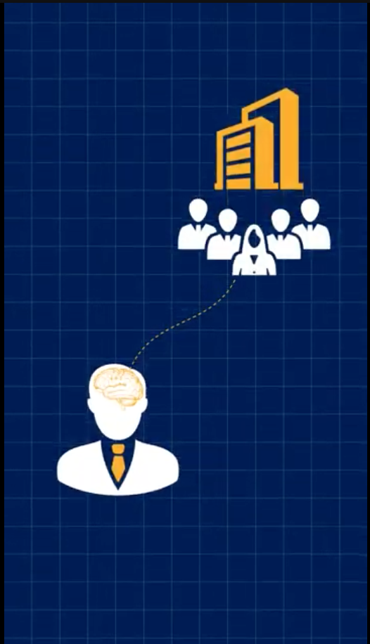 Animated explainer illustration: people and systems