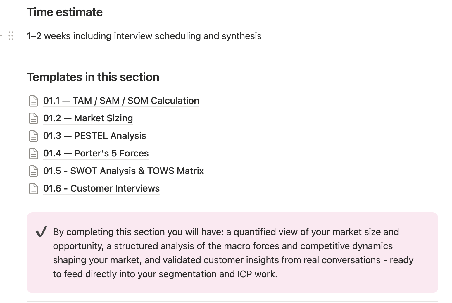 Market Analysis & Sizing Notion screenshot