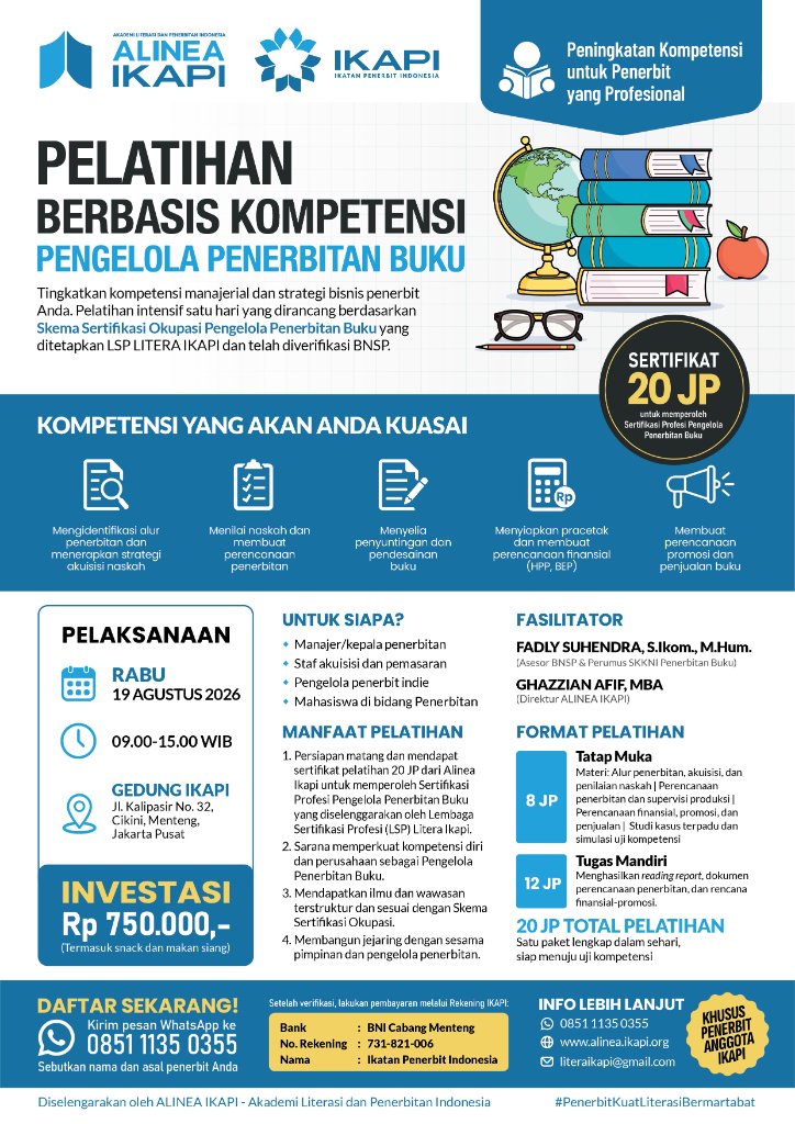 Pelatihan Berbasis Kompetensi Pengelola Penerbitan Buku