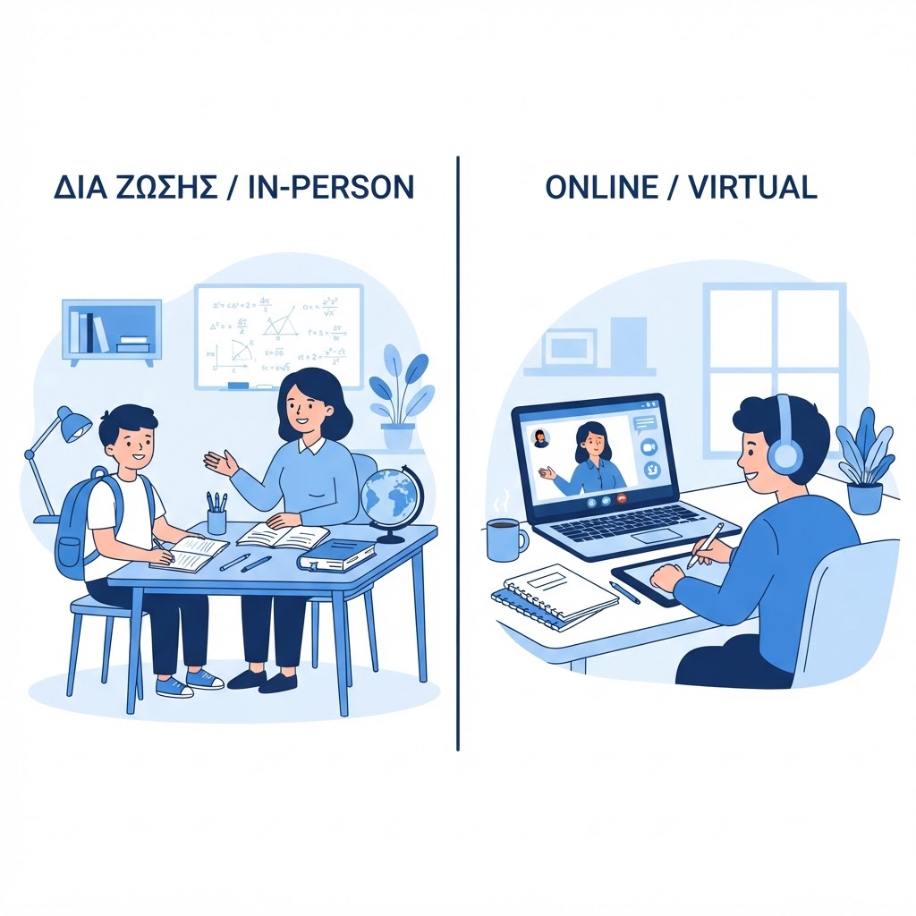 Δια Ζώσης vs Online Ιδιαίτερα Μαθήματα: Ποια είναι η καλύτερη επιλογή για εσάς;