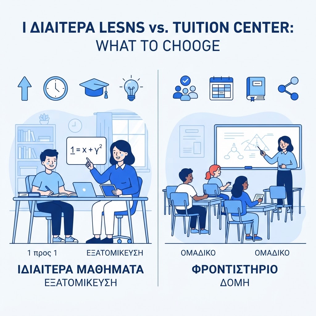 Ιδιαίτερα Μαθήματα vs Φροντιστήριο: Ποια είναι η καλύτερη επιλογή για εσένα;