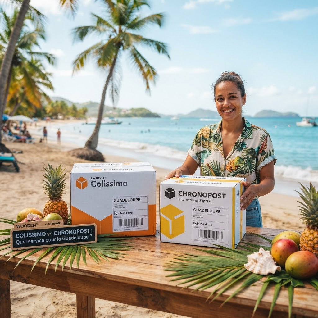 Comparatif des services de livraison Colissimo et Chronopost pour la Guadeloupe.