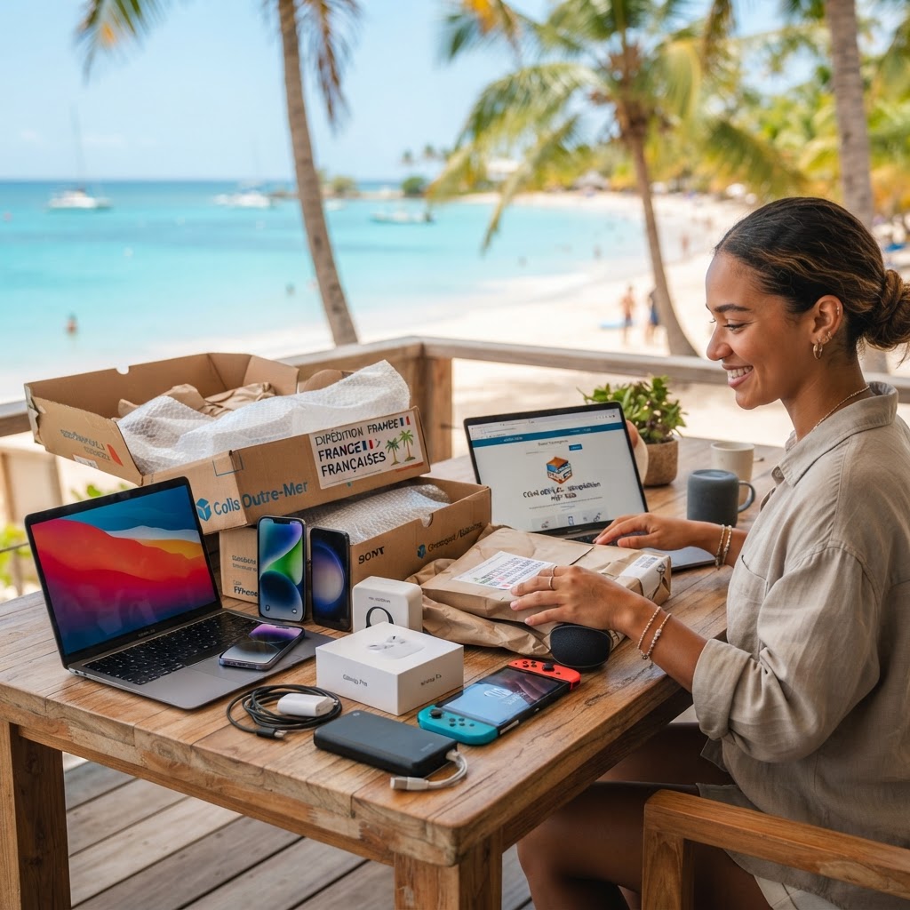 Une sélection de produits high-tech incluant smartphone, tablette et montre connectée
