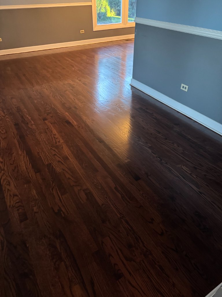 Dark stained hardwood floor