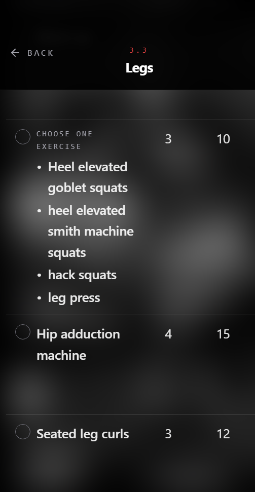 Workout programmes