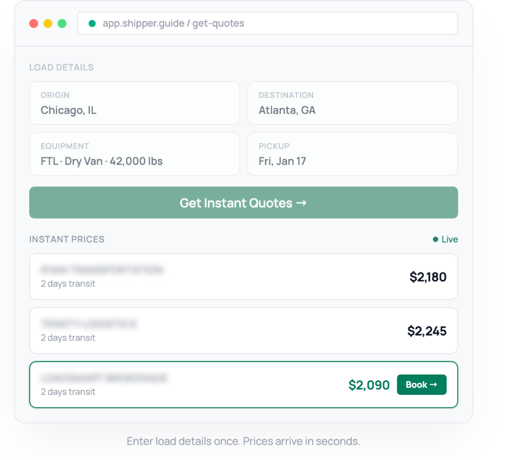 ShipperGuide Instant Quotes