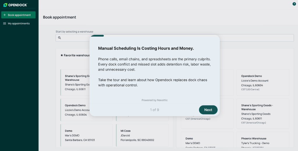 Opendock Product Tour Preview