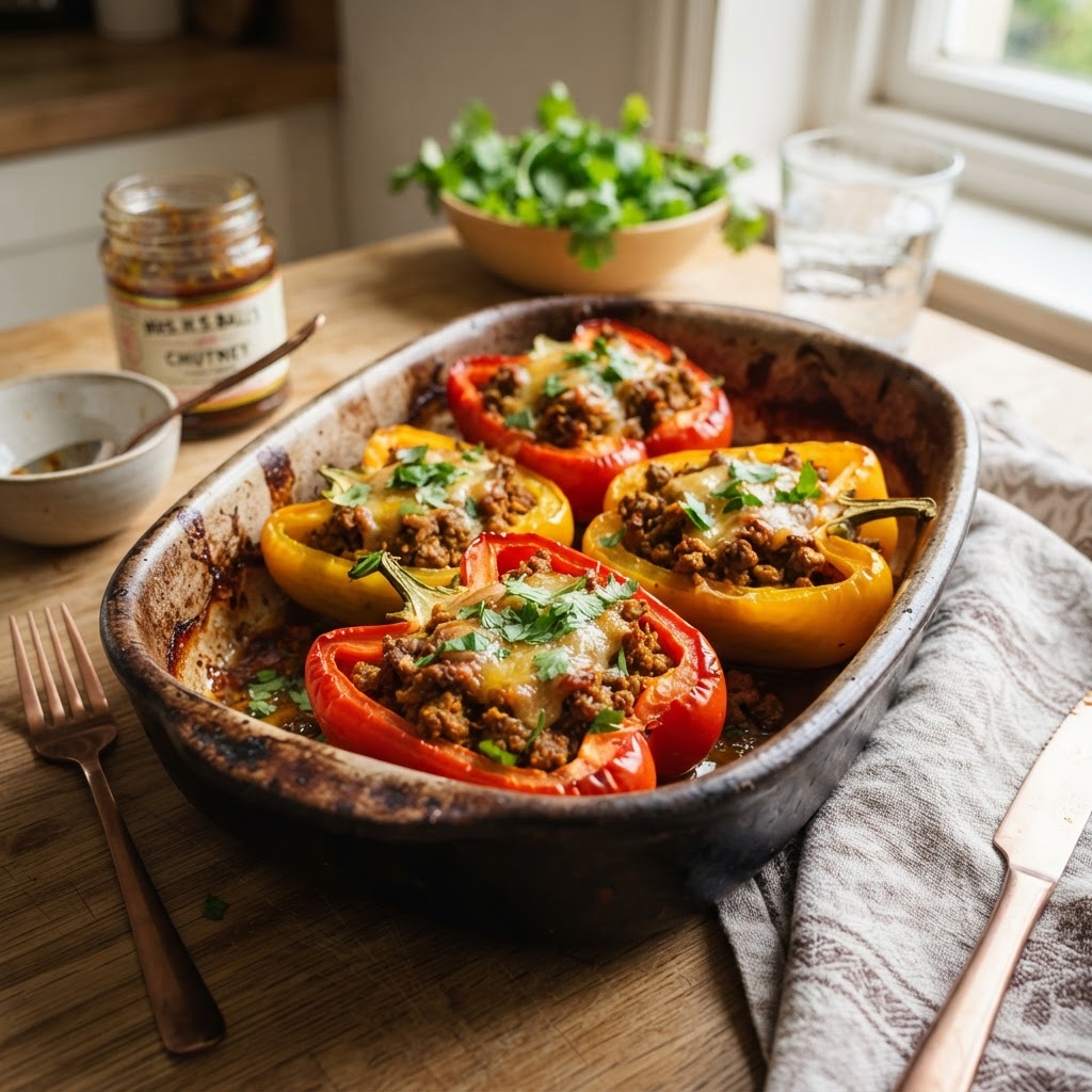 Cape Malay Mince-Stuffed Peppers