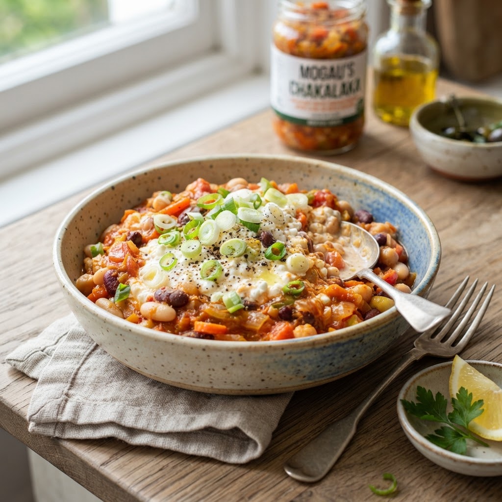 Chakalaka & Cottage Cheese Protein Bowl with Mixed Beans