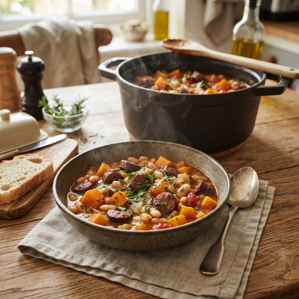 Boerewors & White Bean Stew with Roast Butternut