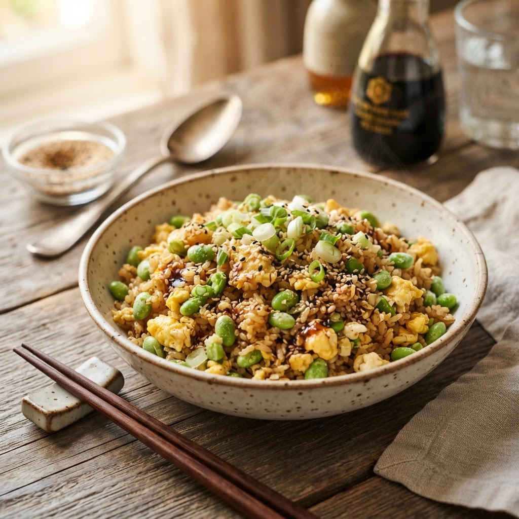 Egg Fried Rice with Edamame & Sesame