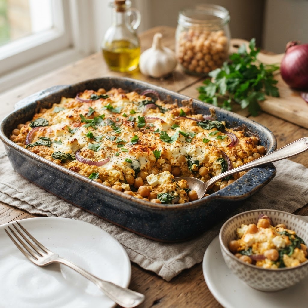 Baked Chickpea, Cottage Cheese & Feta Power Bake (Vegetarian)