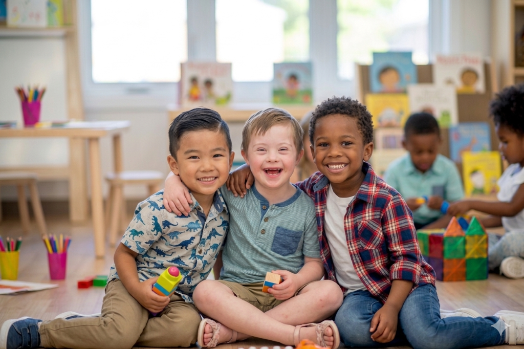 children with and without disabilities playing together