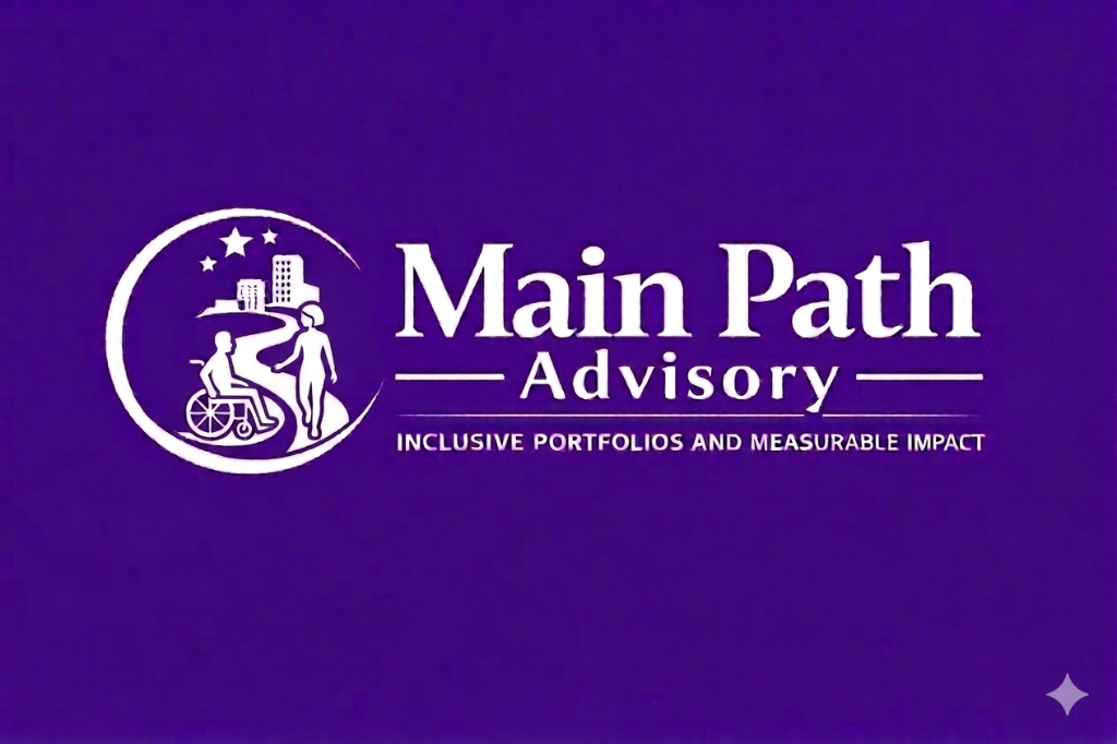 Main Path Advisory logo: man on a wheelchair and woman are walking on the path
