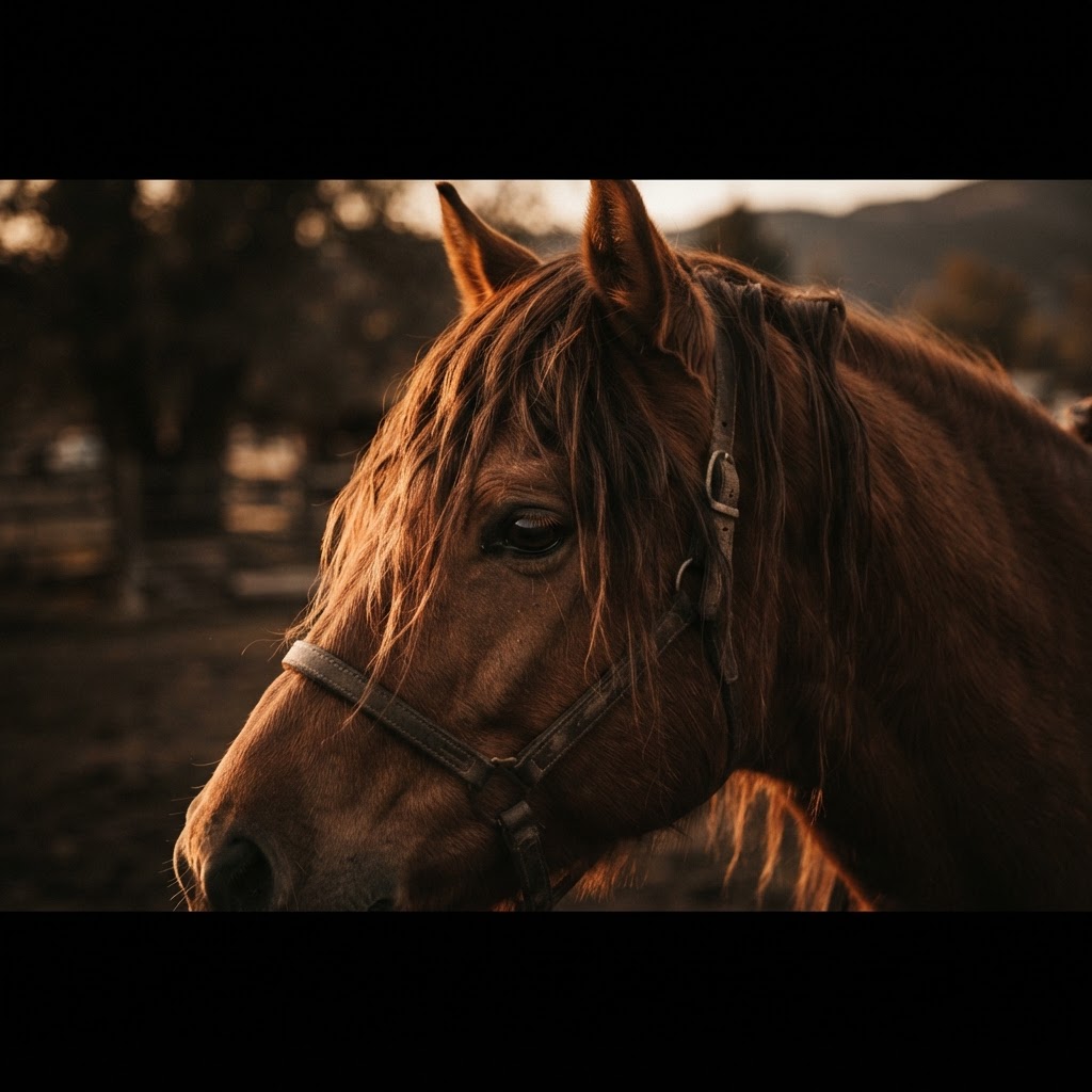 Horse in golden light
